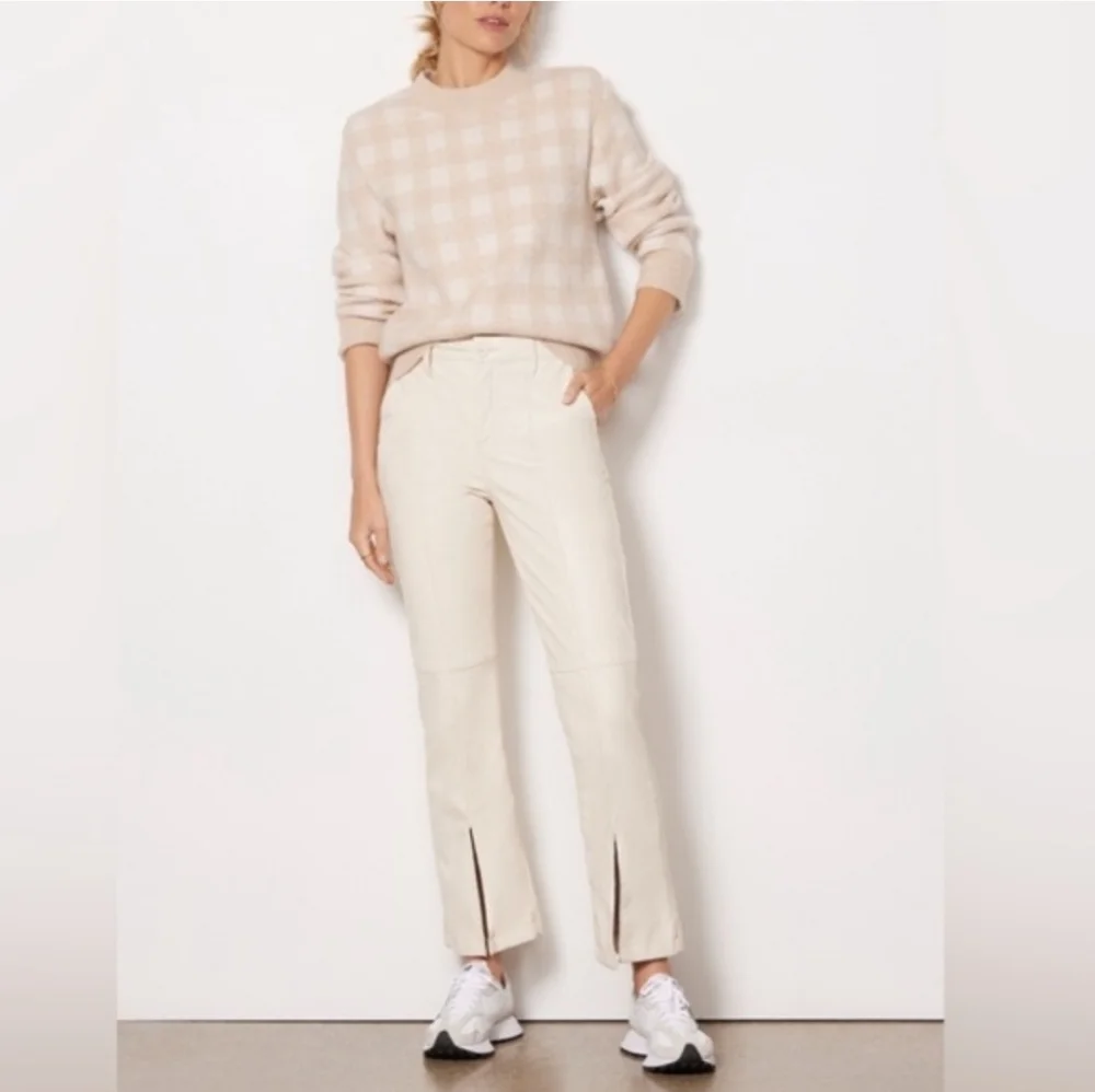 Evereve Womens Pullover Crew Neck Beige Collette Checkered Sweater, Small - Picture 3 of 8